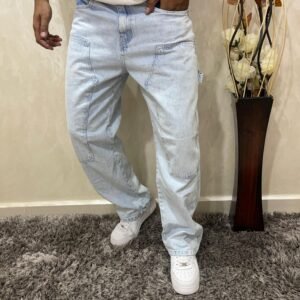 Men's Non-Stretch Relaxed Fit Wide-Leg Baggy Jeans Pants