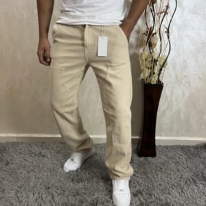 Men's Stretch Relaxed Fit Wide-Leg Baggy Jeans Pants