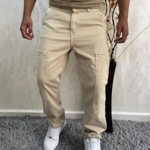 Men's Joggers Pants Casual Baggy Cotton Cargo Hippie Loose Fit Trousers with Multi-Pocket