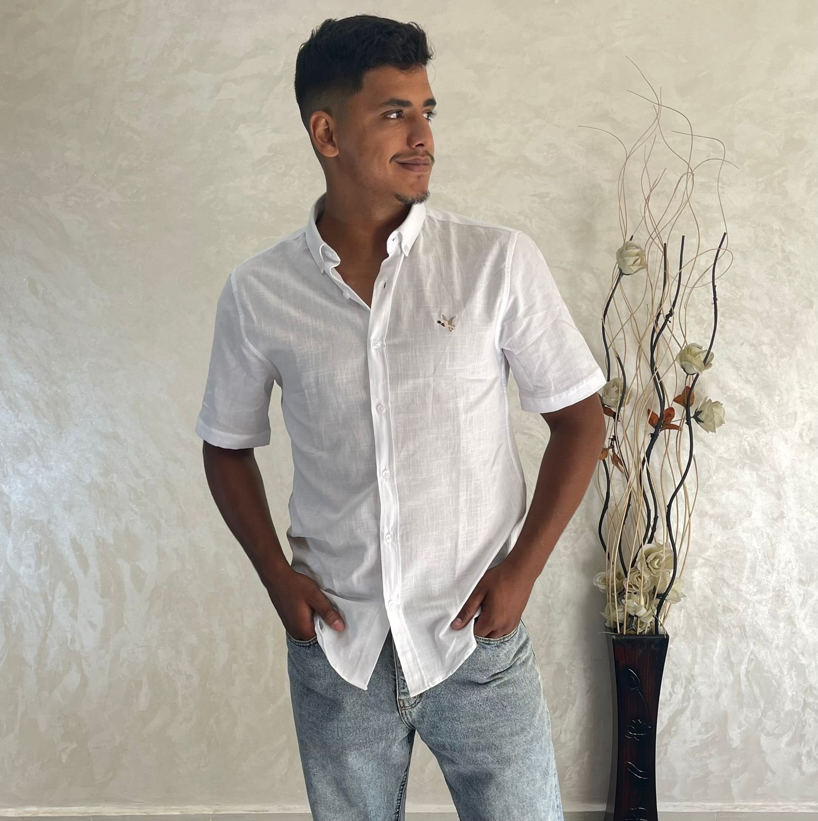 Men's 100% Linen Shirt Casual Long Sleeve Button-Down Shirt for Men Lightweight Linen Shirt - Image 2
