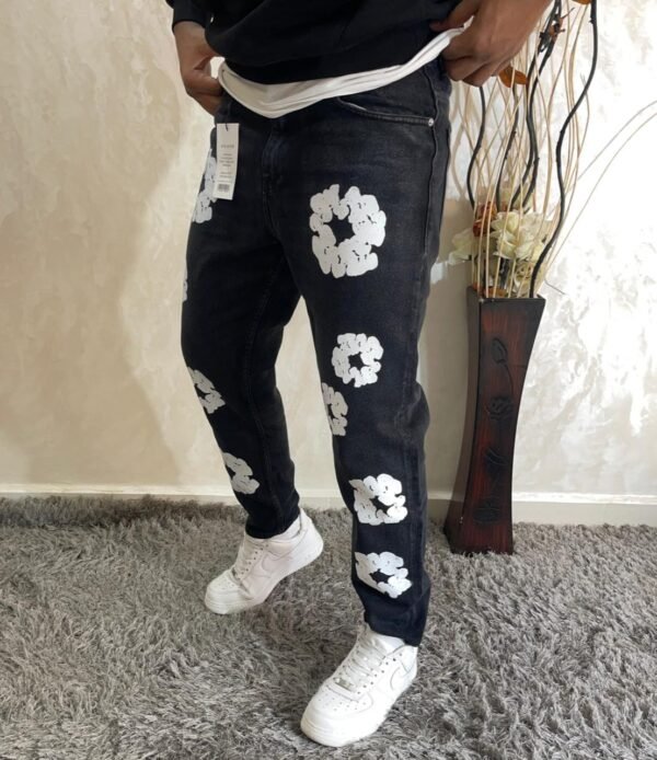 Men Flower Print Graphic Jeans - Image 2