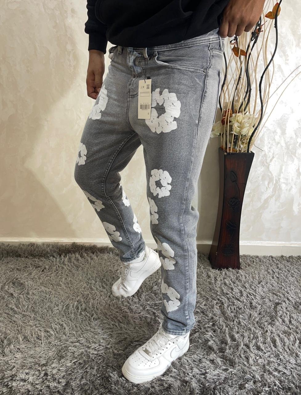 Men Flower Print Graphic Jeans - Image 6