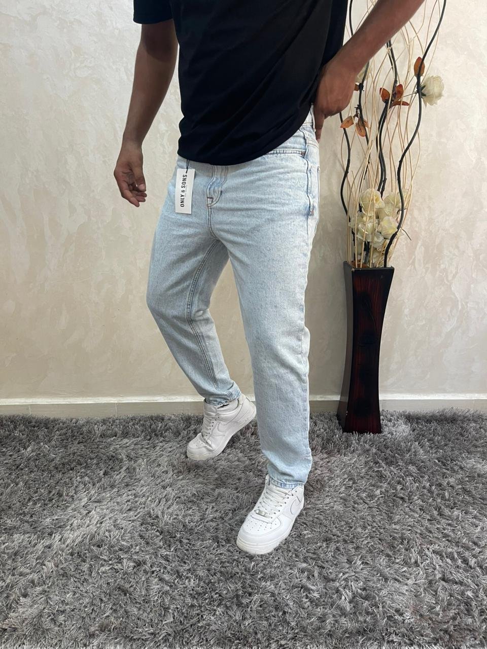 Men's Non-Stretch Loose Fit Boyfriend Jeans Pants bleu claire - Image 2