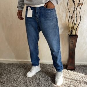 Men's Non-Stretch Loose Fit Boyfriend Jeans Pants Bleu Foncé