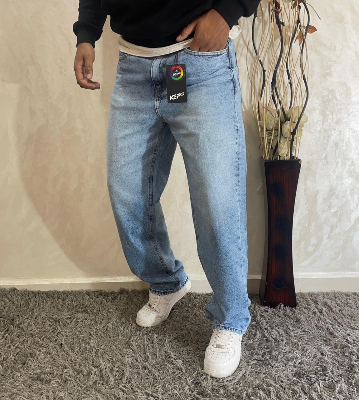 Men's Baggy Hip Hop Jeans Wide Leg Denim Pants Casual Loose Fit Style - Image 2
