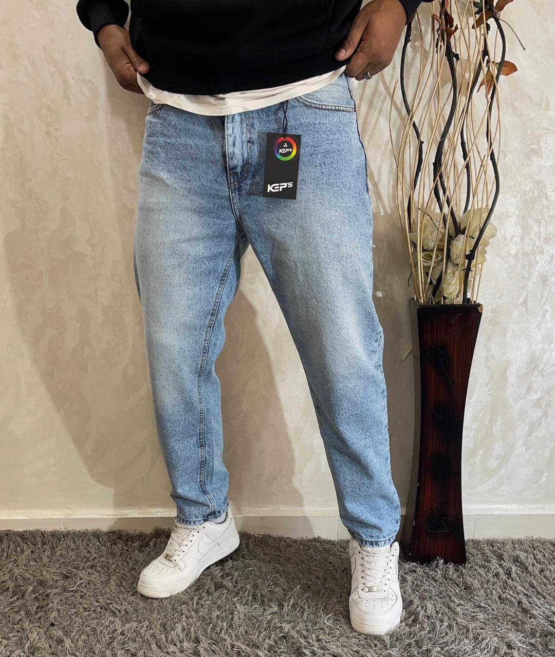 Men's Non-Stretch Loose Fit Cropped Jeans Pants Style - Image 2