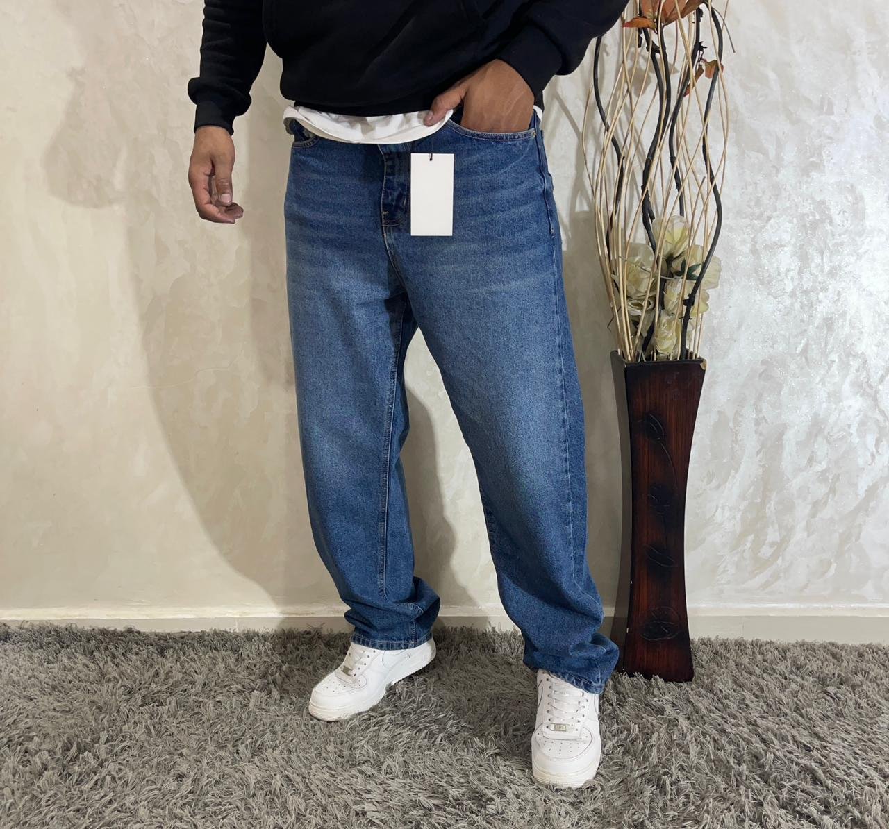 Men's Baggy Hip Hop Jeans Wide Leg Denim Pants Casual Loose Fit Style - Image 3