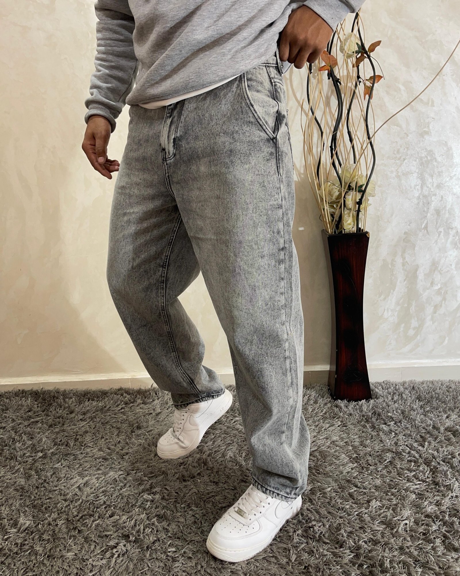 Men's Baggy Hip Hop Jeans Wide Leg Skater Denim Pants Casual Loose Fit Long Trousers Streetwear - Image 3