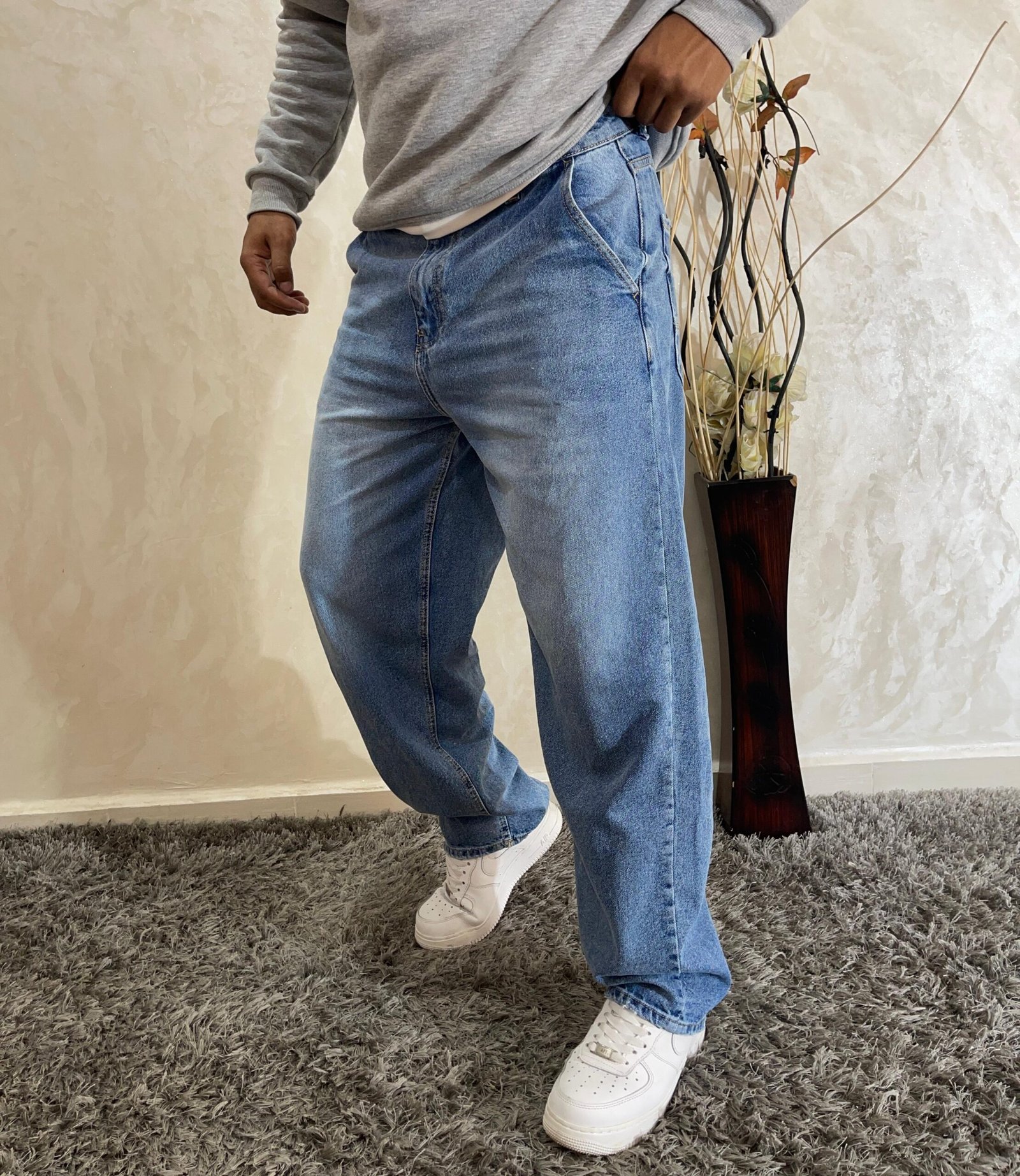 Men's Baggy Hip Hop Jeans Wide Leg Skater Denim Pants Casual Loose Fit Long Trousers Streetwear - Image 2