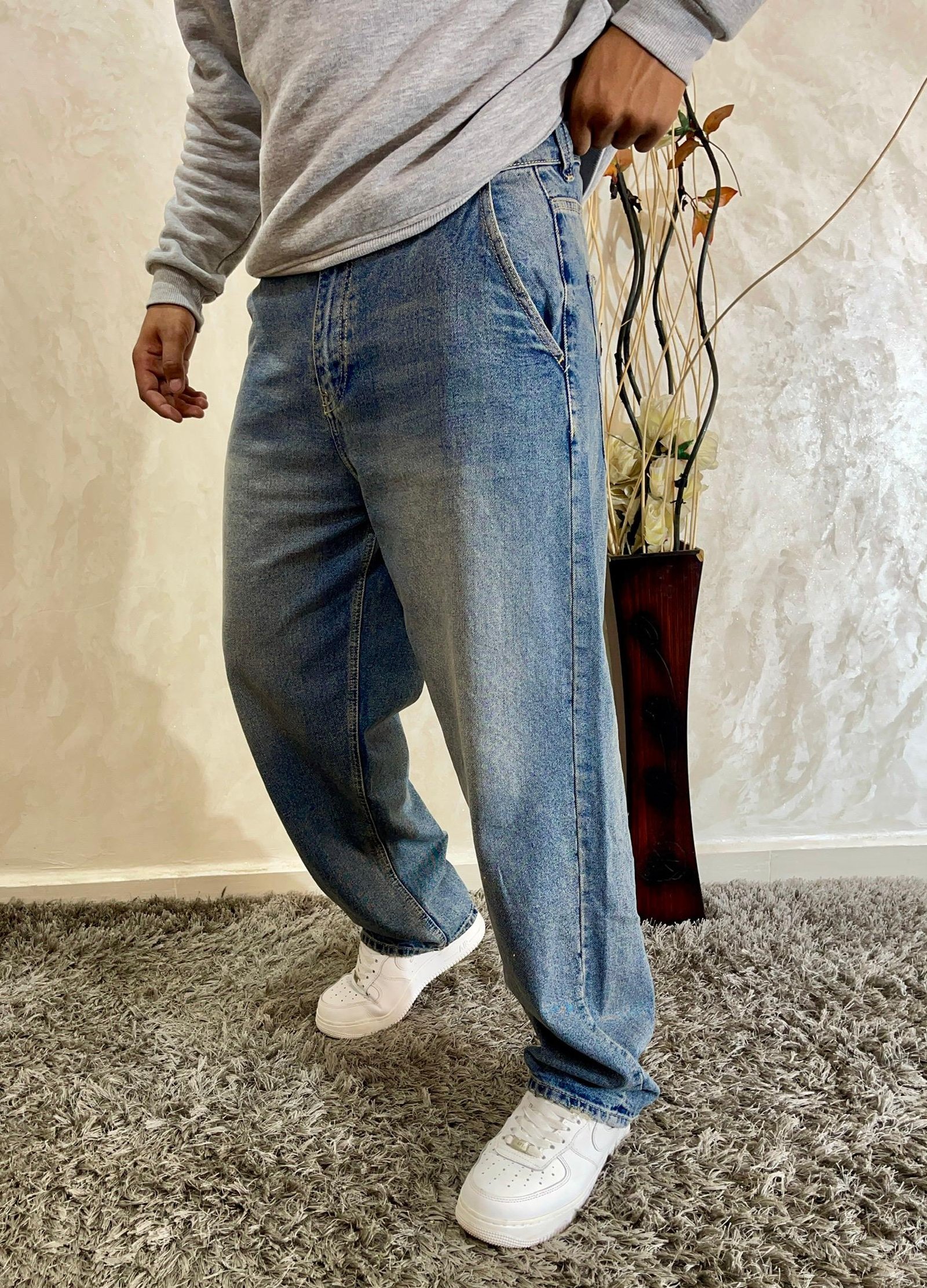 Men's Baggy Hip Hop Jeans Wide Leg Skater Denim Pants Casual Loose Fit Long Trousers Streetwear - Image 4