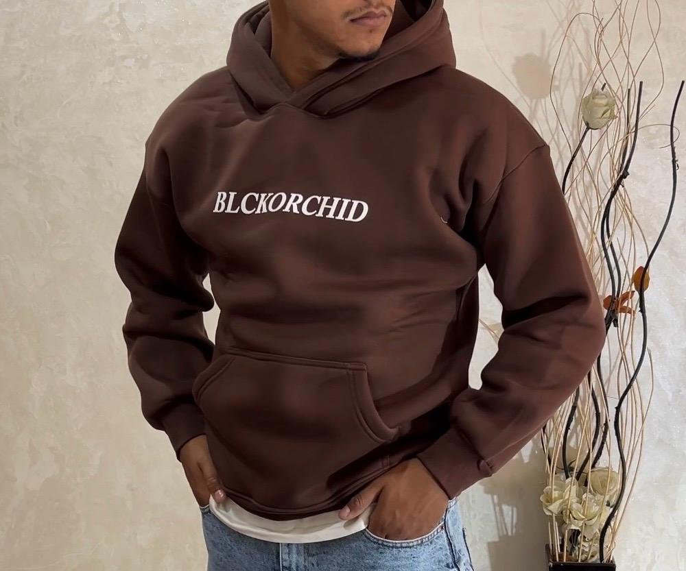 Mens Hoodies Brown Oversized Cotton Sweatshirt - Image 2