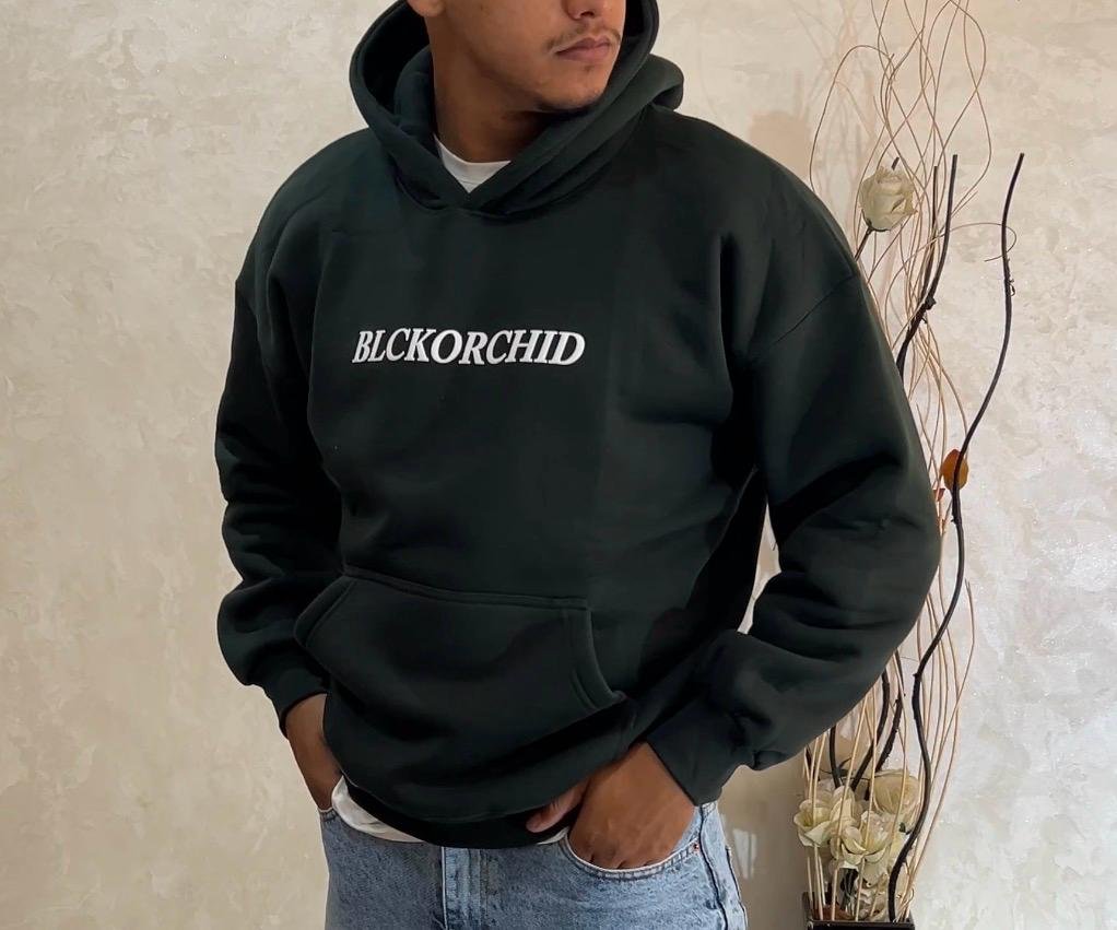 Mens Hoodies Green Oversized Cotton Sweatshirt - Image 2