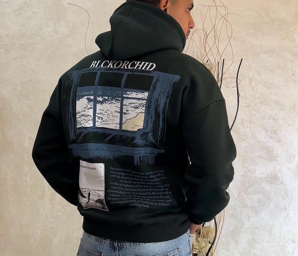 Mens Hoodies Green Oversized Cotton Sweatshirt