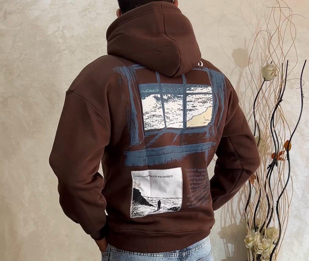 Mens Hoodies Brown Oversized Cotton Sweatshirt