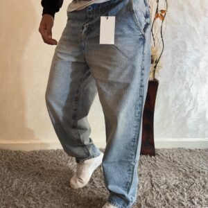 Men's Baggy Hip Hop Jeans Wide Leg Skater Denim Pants Casual Loose Fit Long Trousers V3