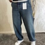 Baggy Jeans Men Wide Leg Hip Hop Jeans Mid Rise Denim Pants Loose