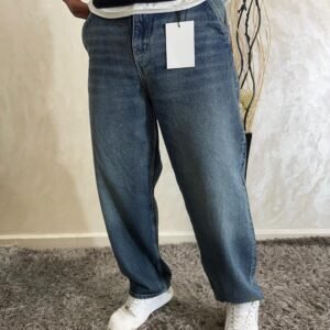 Baggy Jeans Men Wide Leg Hip Hop Jeans Mid Rise Denim Pants Loose