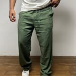 Pantalon Décontracté en Lin pour Homme – Style d'Été Confortable  VERT