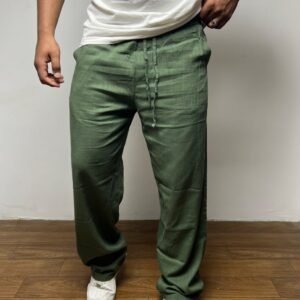 Pantalon Décontracté en Lin pour Homme – Style d'Été Confortable  VERT